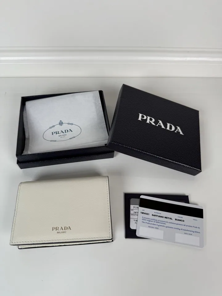 Prada 1MV021 Ivory Compact Wallet, catalog view 1, 1MV021