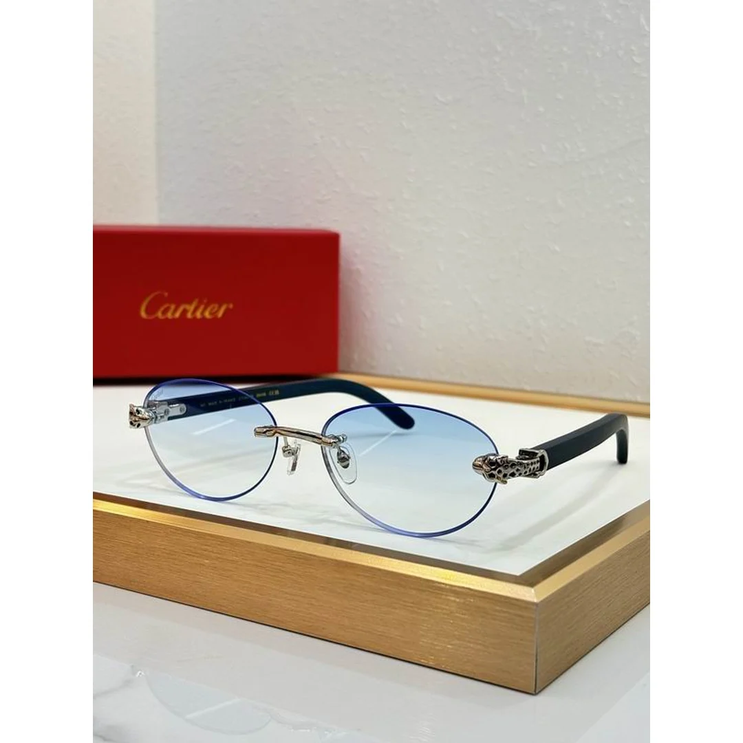 Cartier SMS469 Gold-Rim Gradient Sunglasses, product-only source view 2, SMS469