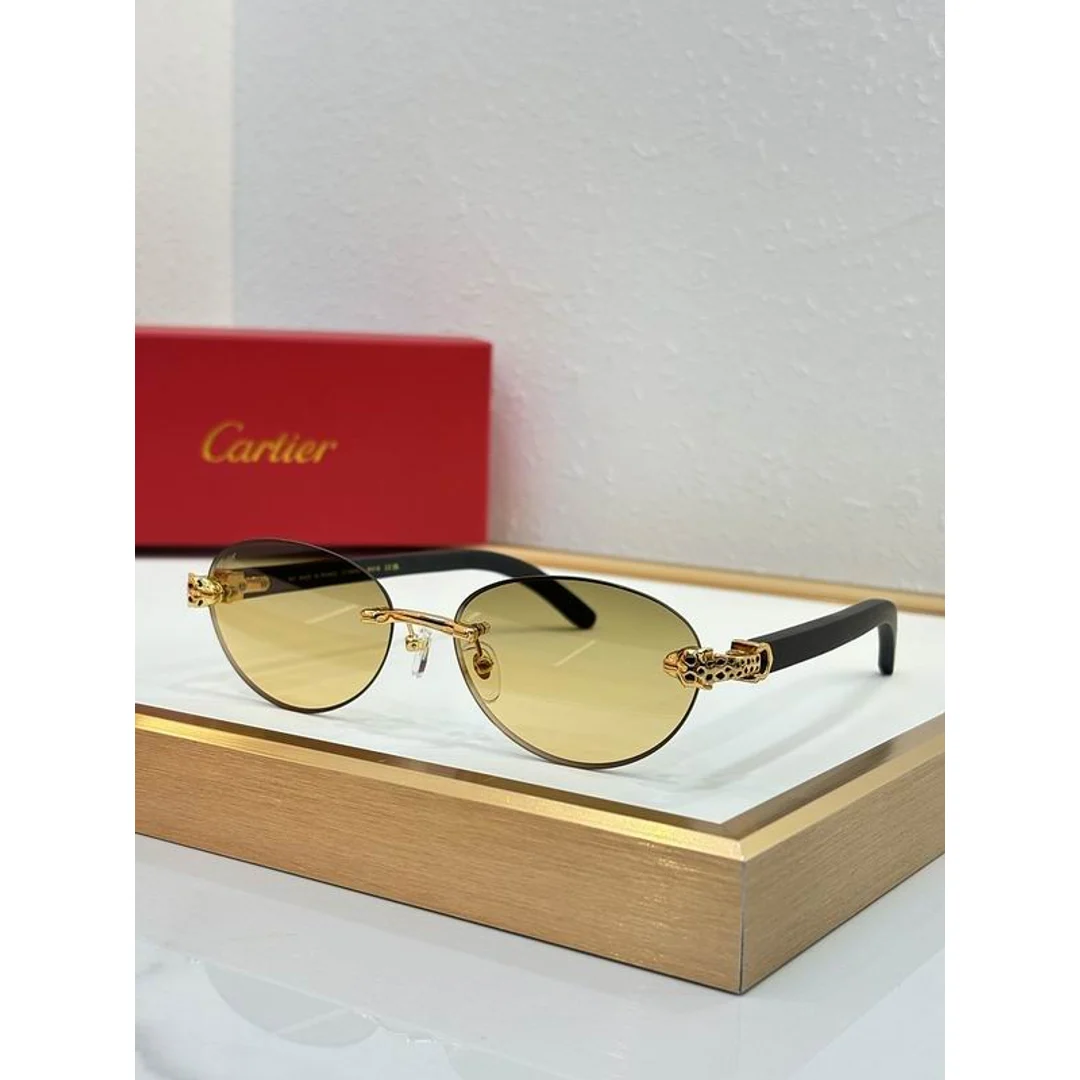 Cartier SMS469 Gold-Rim Gradient Sunglasses, product-only source view 3, SMS469