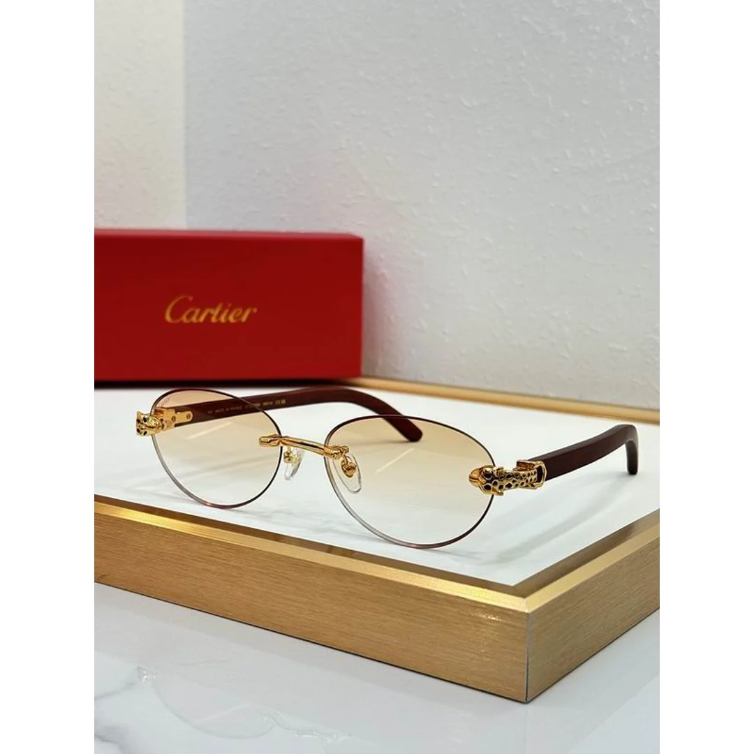 Cartier SMS469 Gold-Rim Gradient Sunglasses, product-only source view 4, SMS469