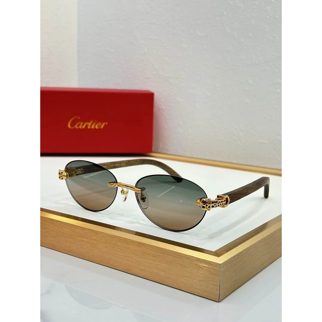 Cartier SMS469 Gold-Rim Gradient Sunglasses, product-only source view 5, SMS469
