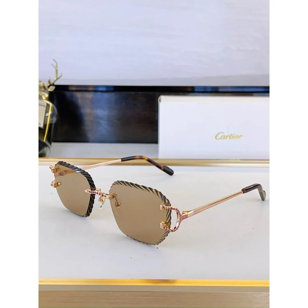 Cartier SMS473 Angular Rimless Sunglasses, catalog view 4, SMS473