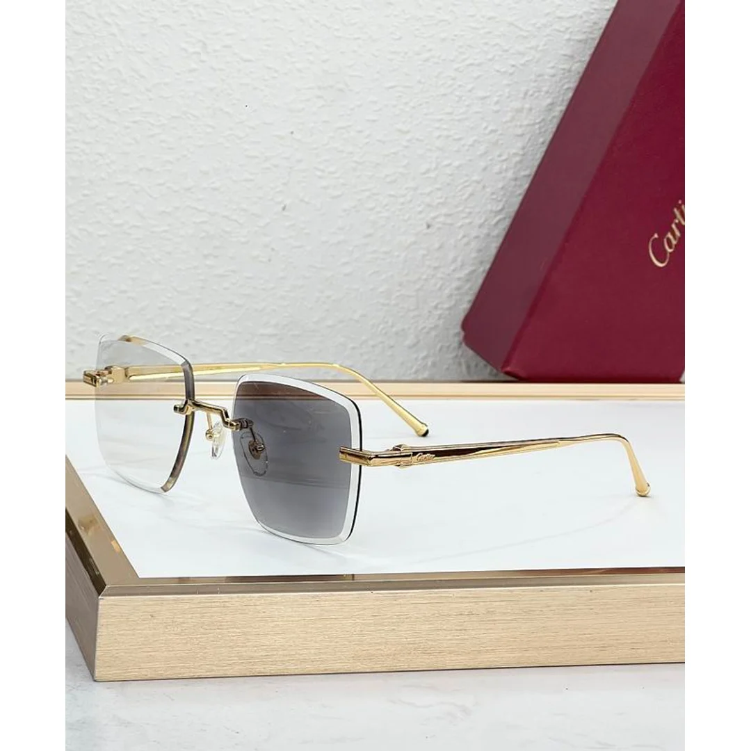 Cartier SMS474 Rimless-Lens Sunglasses, catalog view 2, SMS474