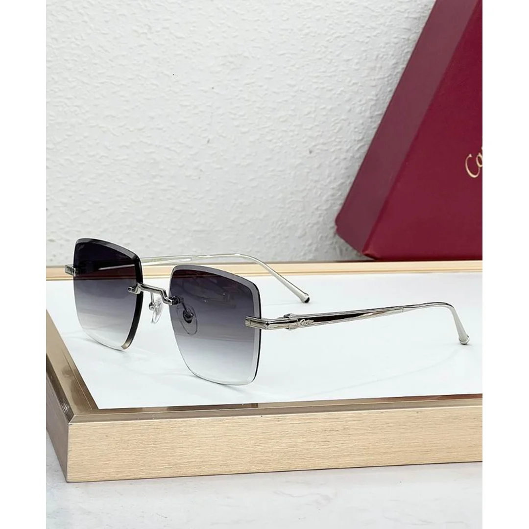 Cartier SMS474 Rimless-Lens Sunglasses, catalog view 3, SMS474