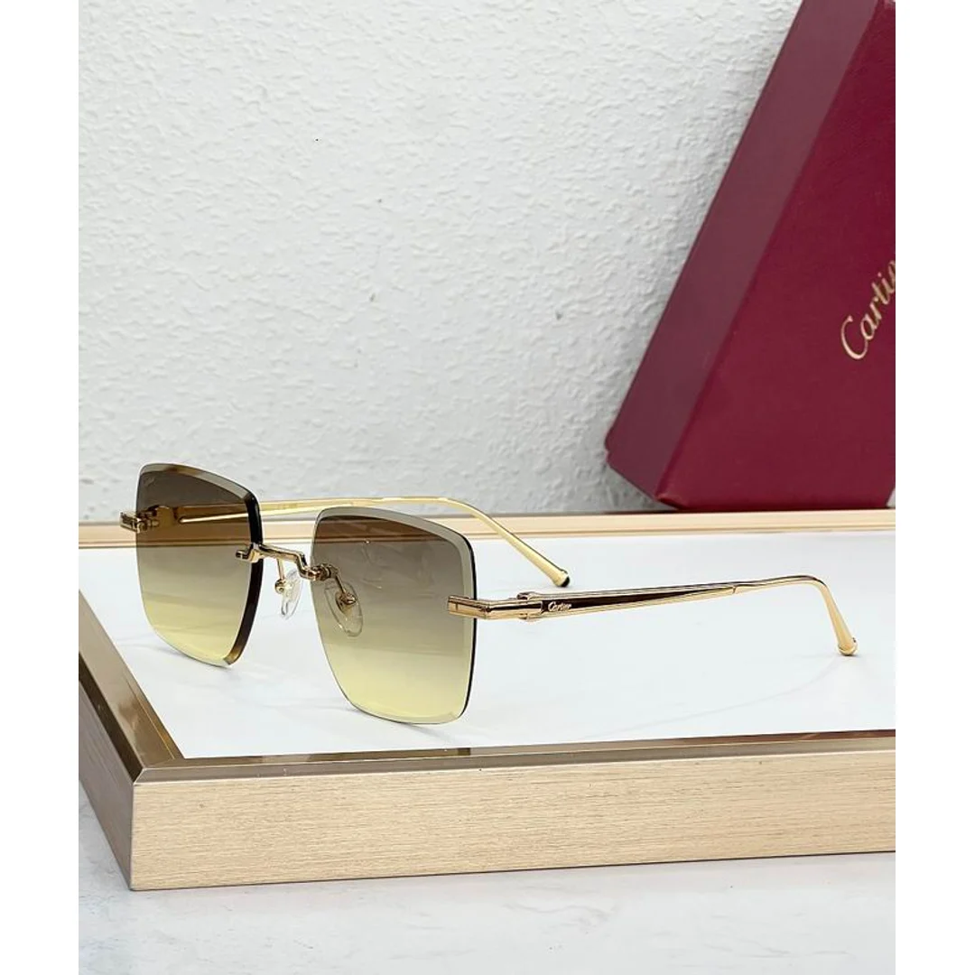 Cartier SMS474 Rimless-Lens Sunglasses, catalog view 4, SMS474