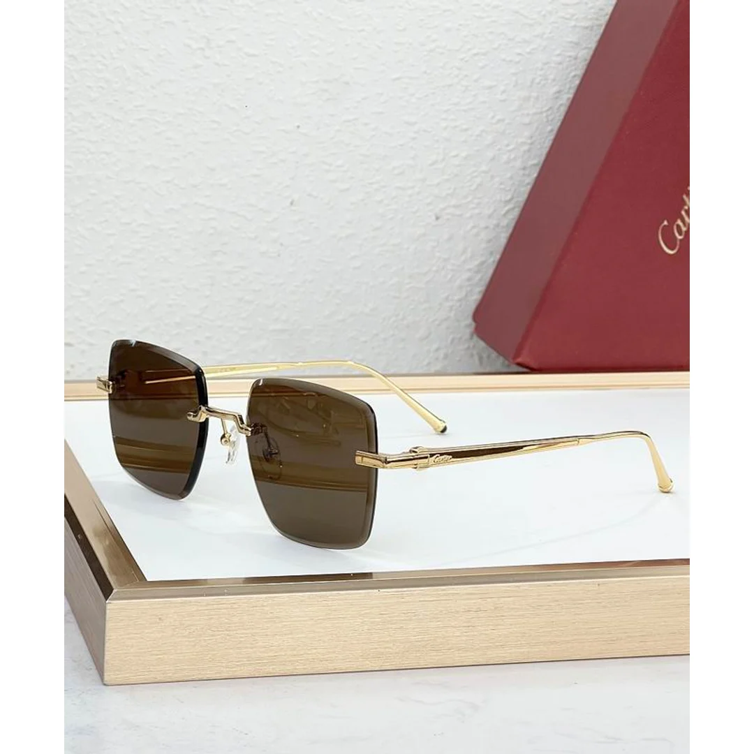 Cartier SMS474 Rimless-Lens Sunglasses, catalog view 5, SMS474
