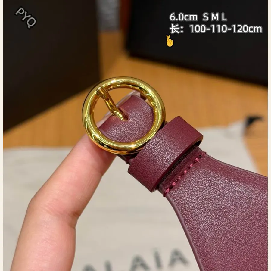 Alaïa 8L01 Burgundy Wide Ring-Buckle Belt, catalog view 5, 8L01
