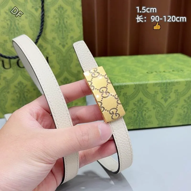 Gucci 15mm White Monogram Belt, catalog view 1, 15mm-8L24
