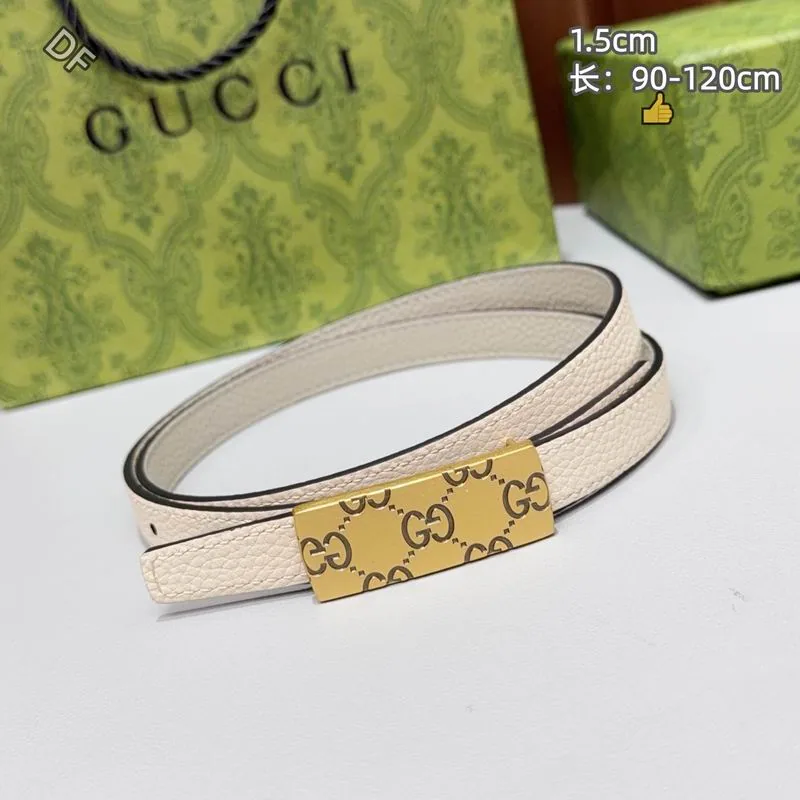 Gucci 15mm White Monogram Belt, catalog view 3, 15mm-8L24