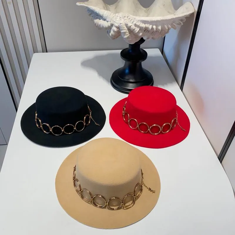 YSL Chain-Detail Wide-Brim Hat, source view 1, SKU SRC4222856