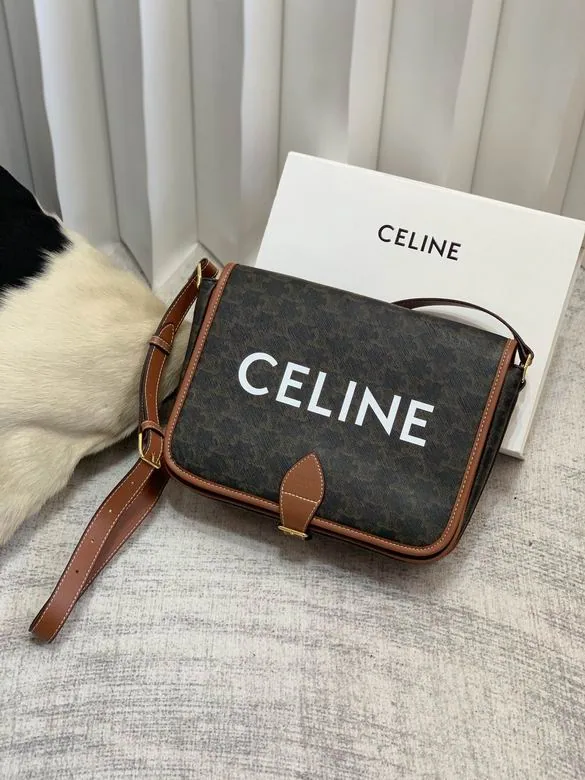 Celine Folco Triomphe Monogram Messenger Bag, catalog view 3, 3350-YG1