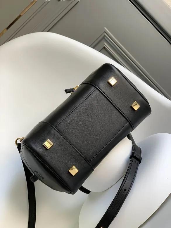 Loewe Amazona 062123 Black Top-Handle Bag black structured top handle bag with gold-tone hardware and compact body view 5