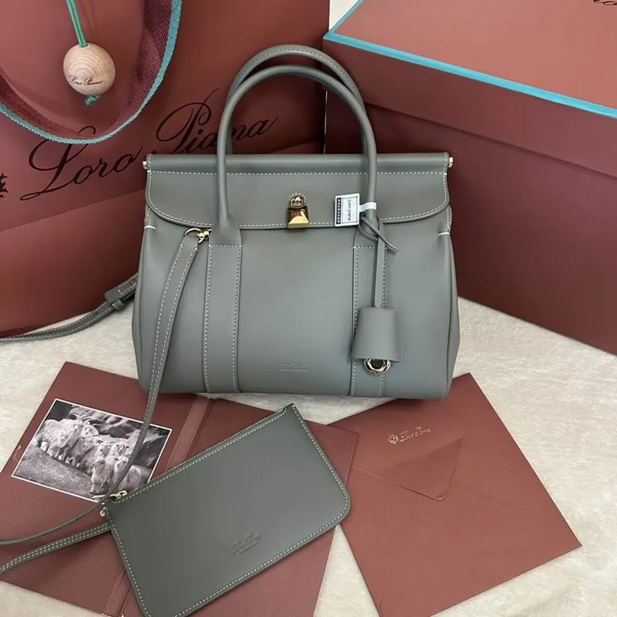 Loro Piana Loom L25 110502 Grey Top-Handle Bag, catalog view 1, LP-110502-L25