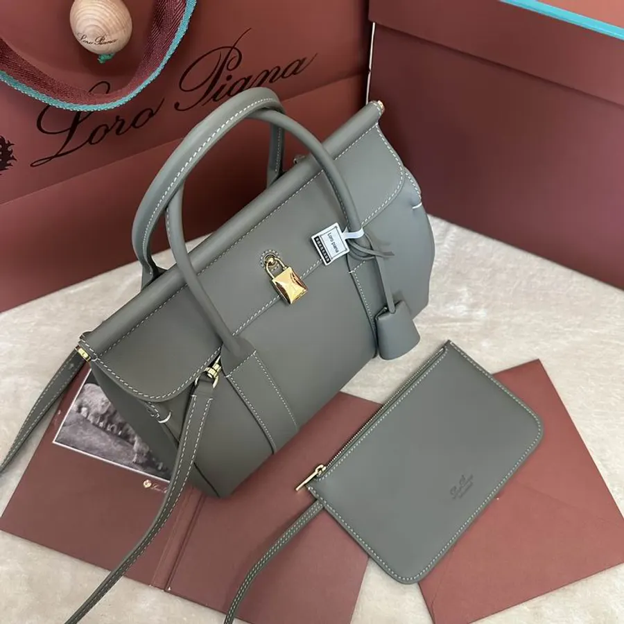 Loro Piana Loom L25 110502 Grey Top-Handle Bag, catalog view 3, LP-110502-L25