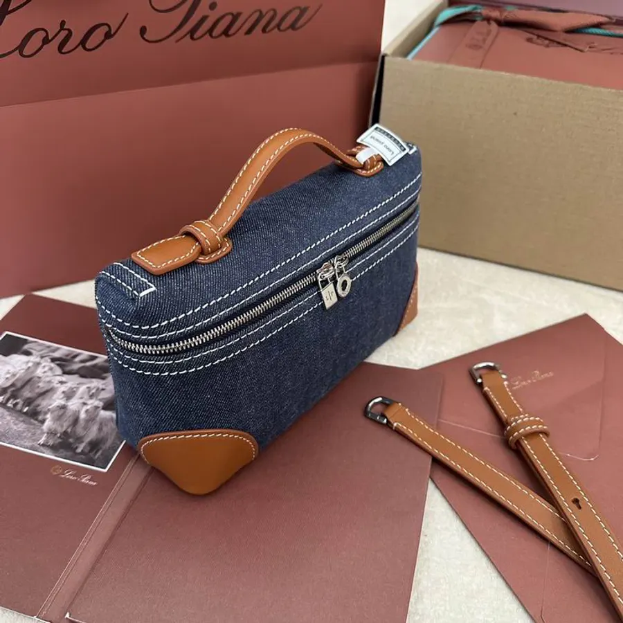 Loro Piana Extra Pocket L19 Navy Tan Bag, catalog view 3, FAI8393-L19