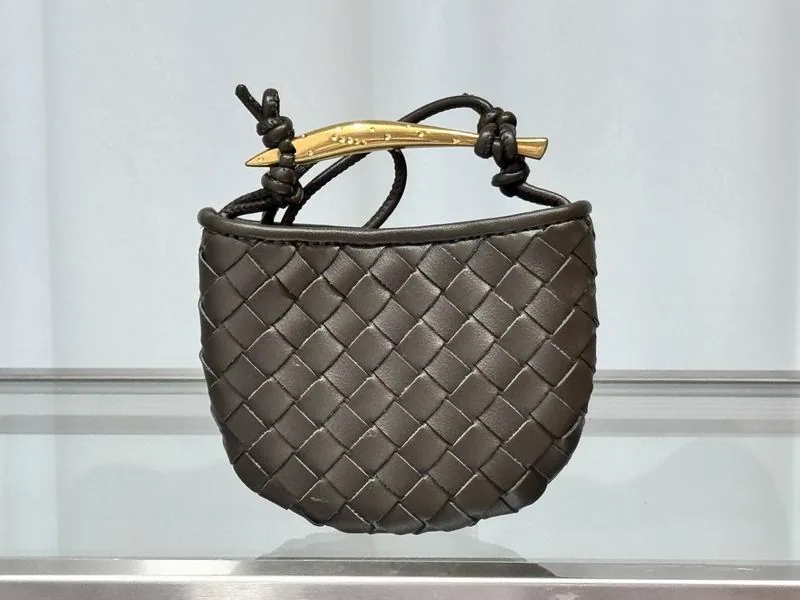Bottega Veneta Sardine 6069 Multicolor Mini Handle Bag mini woven-look handle bag with curved gold-tone handle view 1