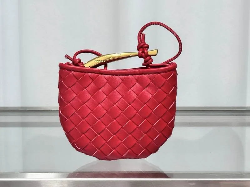 Bottega Veneta Sardine 6069 Multicolor Mini Handle Bag mini woven-look handle bag with curved gold-tone handle view 3