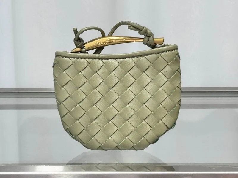 Bottega Veneta Sardine 6069 Multicolor Mini Handle Bag mini woven-look handle bag with curved gold-tone handle view 4