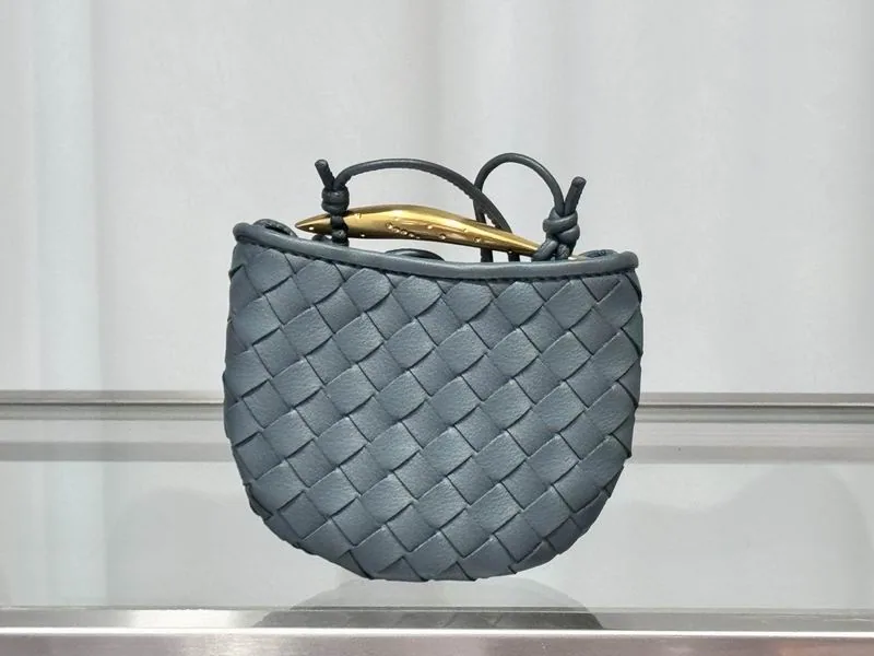 Bottega Veneta Sardine 6069 Multicolor Mini Handle Bag mini woven-look handle bag with curved gold-tone handle view 5