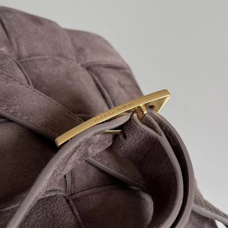 Bottega Veneta Cassette 70026-1 Brown Padded Shoulder Bag brown padded woven-look shoulder bag with triangular hardware detail view 5