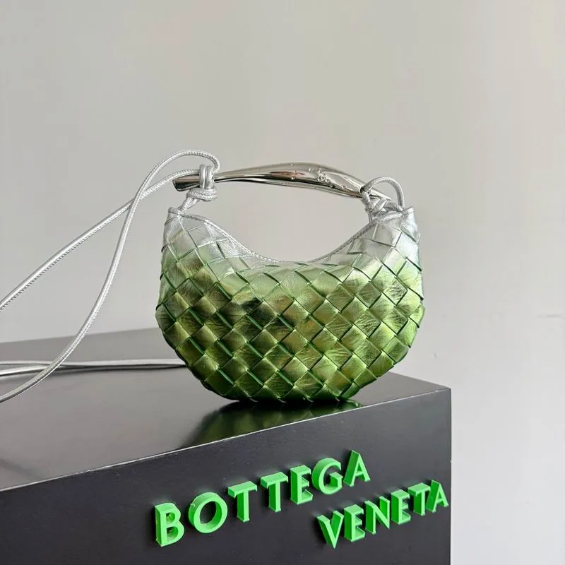 Bottega Veneta Jodie 744267 Green Mini Handle Bag green mini woven-look handle bag with rounded body view 1