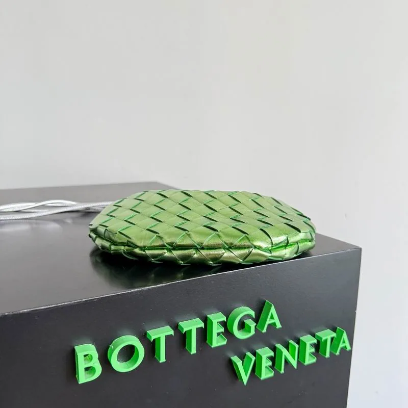 Bottega Veneta Jodie 744267 Green Mini Handle Bag green mini woven-look handle bag with rounded body view 3