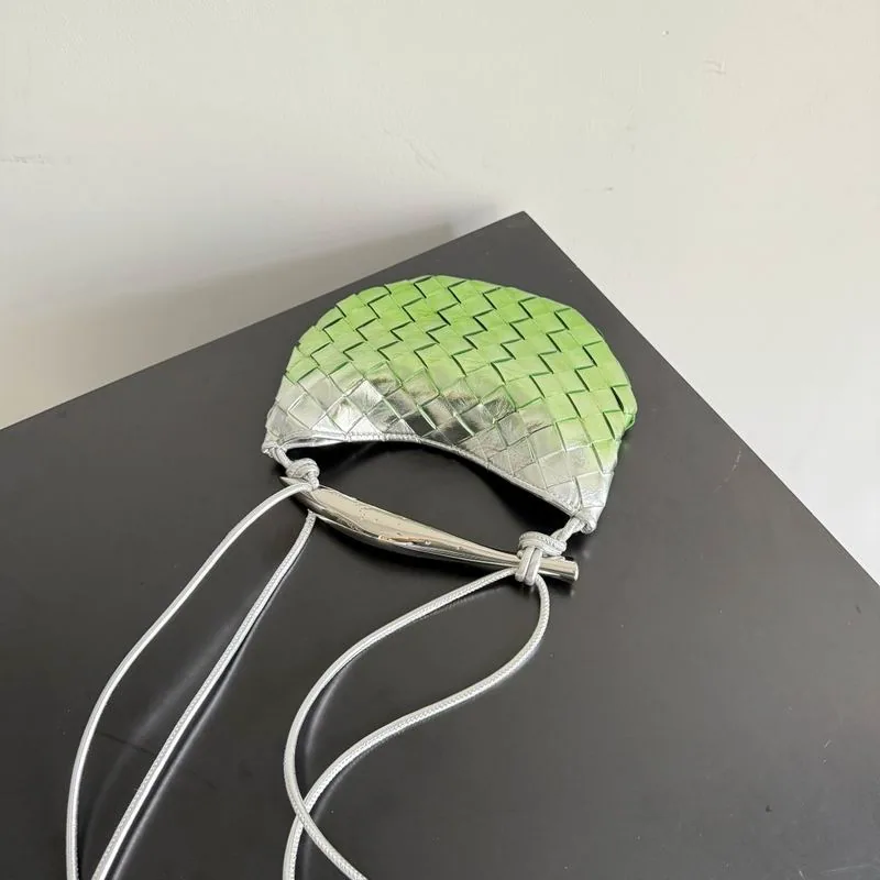 Bottega Veneta Jodie 744267 Green Mini Handle Bag green mini woven-look handle bag with rounded body view 4