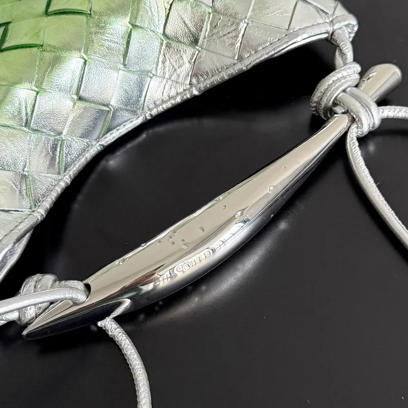 Bottega Veneta Jodie 744267 Green Mini Handle Bag green mini woven-look handle bag with rounded body view 5