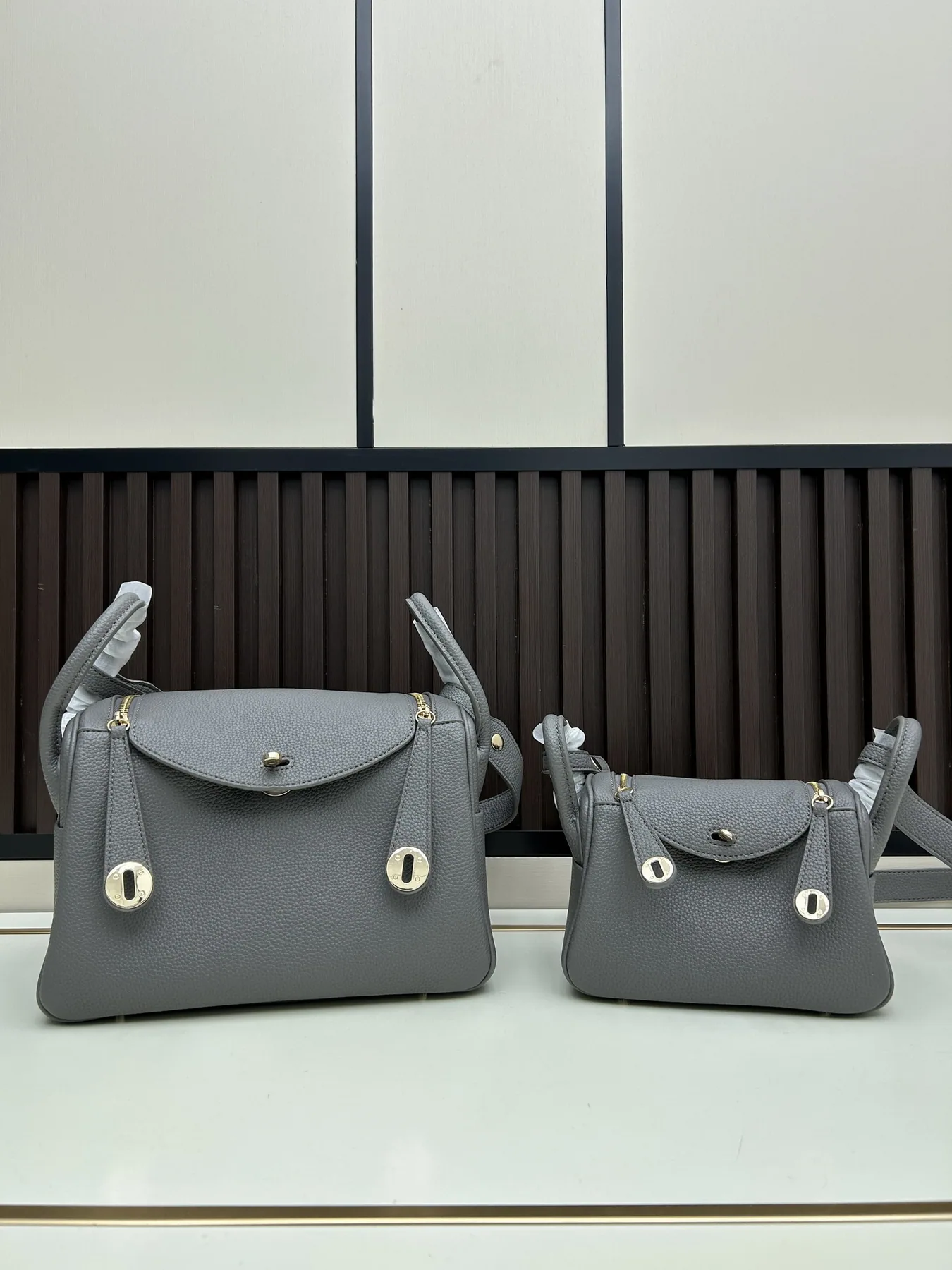 Hermes 8916 Grey Structured Satchel Bag, catalog view 1, 8916-jj6