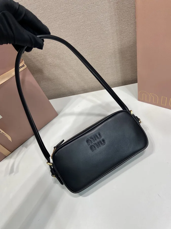 Miu Miu 5NE024 Black Mini Bowling Shoulder Bag black mini bowling shoulder bag with horizontal zip-top shape view 3