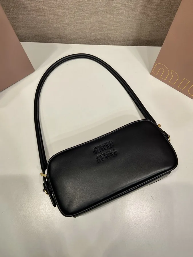 Miu Miu 5NE024 Black Mini Bowling Shoulder Bag black mini bowling shoulder bag with horizontal zip-top shape view 4