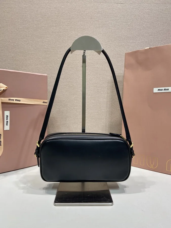 Miu Miu 5NE024 Black Mini Bowling Shoulder Bag black mini bowling shoulder bag with horizontal zip-top shape view 5