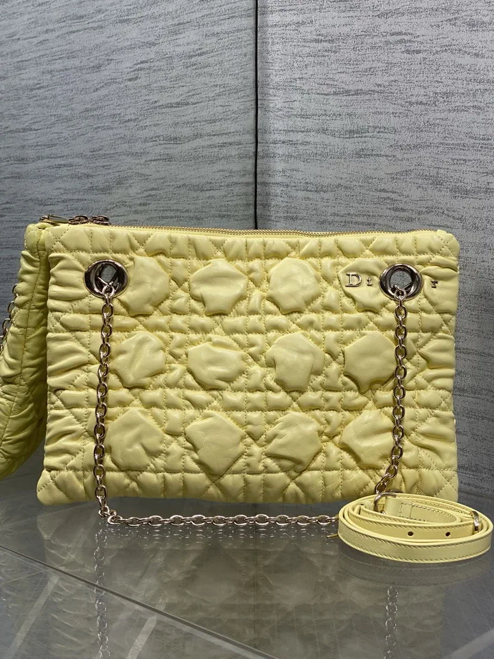 Dior Crunchy Light-Gold Chain Shoulder Bag, catalog view 1, Crunchy-yz11