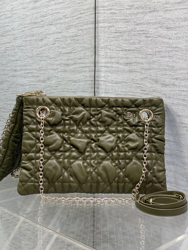 Dior Crunchy Light-Gold Chain Shoulder Bag, catalog view 4, Crunchy-yz11