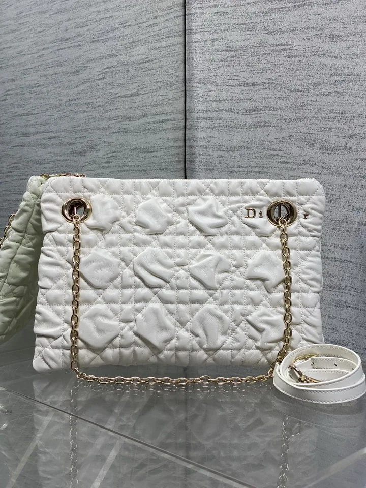 Dior Crunchy Light-Gold Chain Shoulder Bag, catalog view 5, Crunchy-yz11