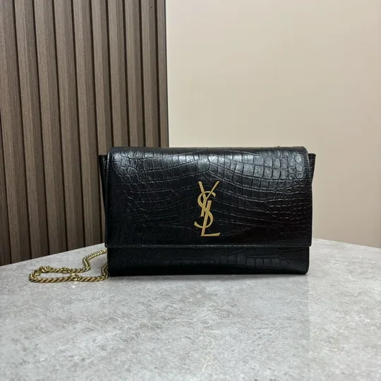YSL 553804 Croc-Look Chain Wallet Bag, source view 1, SKU 553804