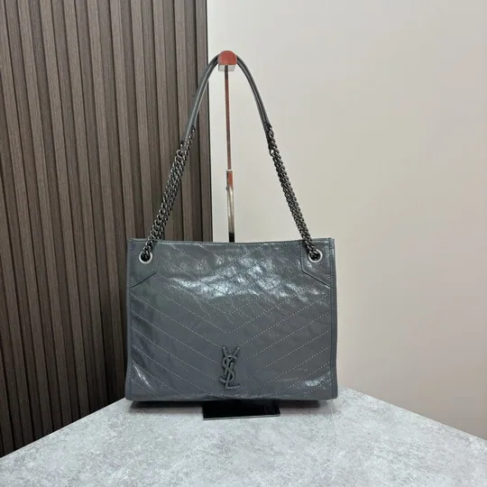 YSL 577999 Logo-Embossed Chain Shoulder Tote, source view 3, SKU 577999