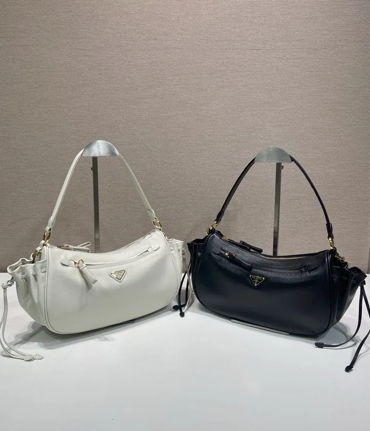 Prada 1BC296 Curved Drawstring Shoulder Bag, source view 3, SKU 1BC296