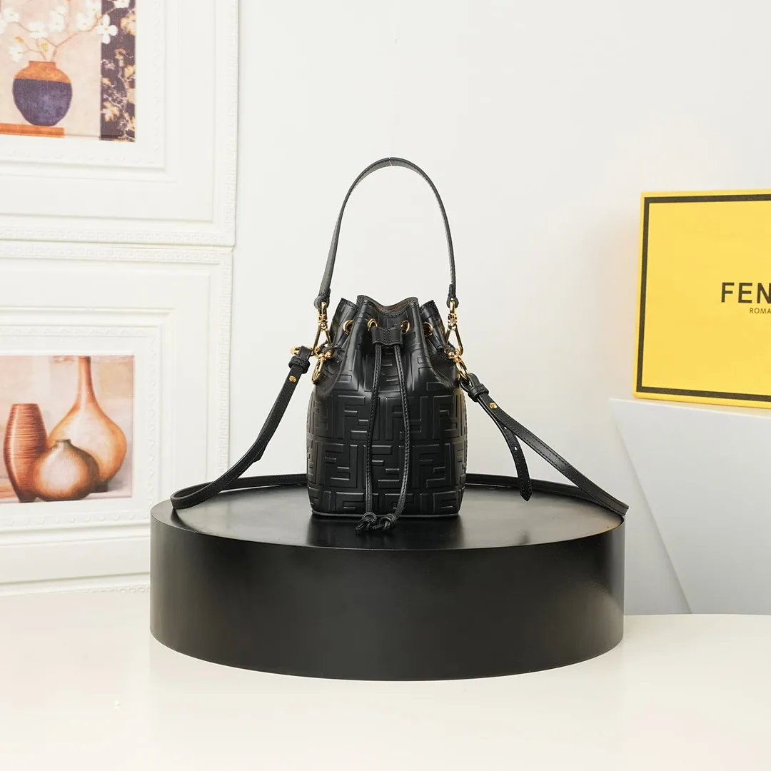 Fendi 10x12x18cm Drawstring Bucket Crossbody Bag, source view 1, SKU 10x12x18cm
