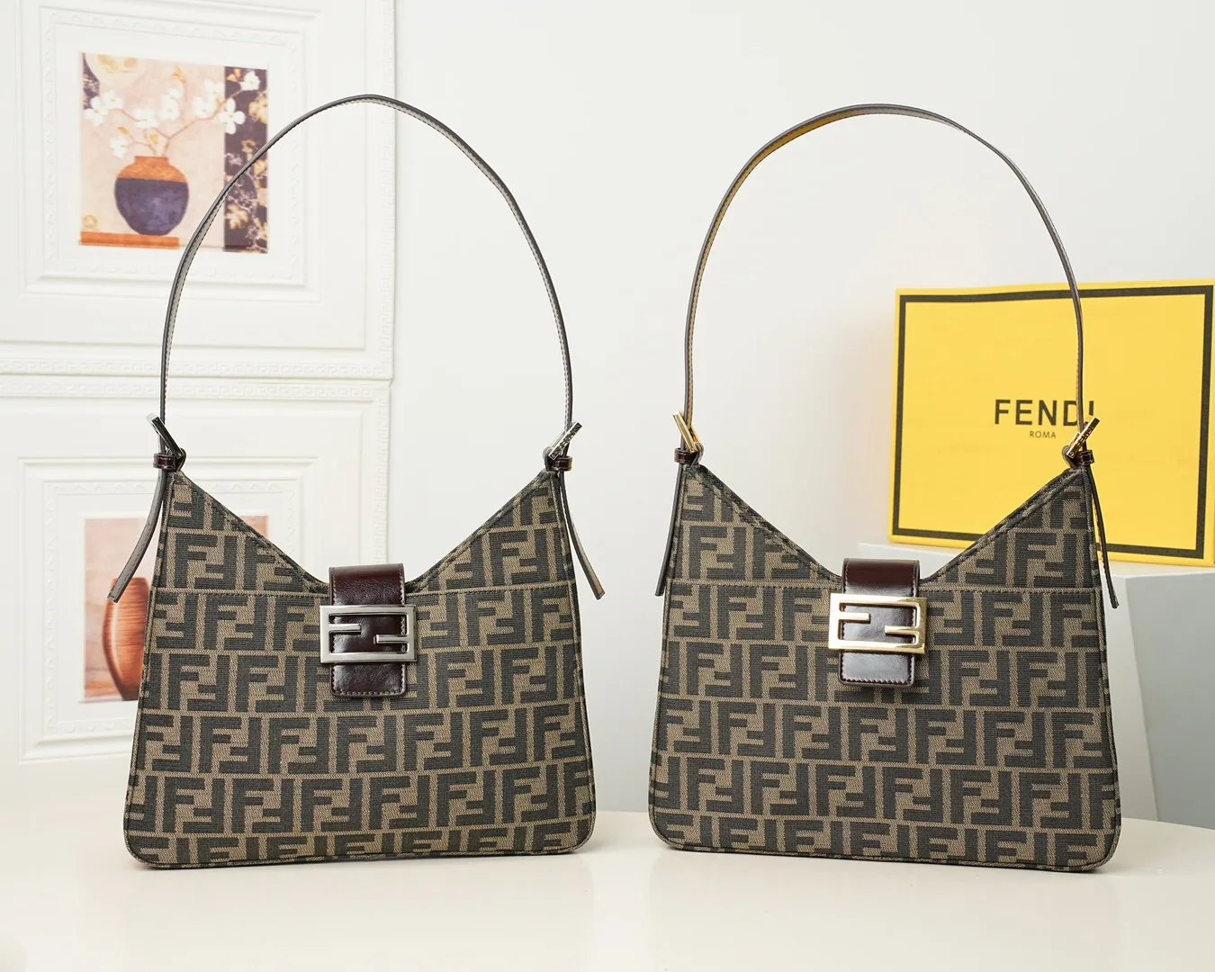 Fendi Vintage Pattern Shoulder Tote Bag, source view 3, SKU vintage
