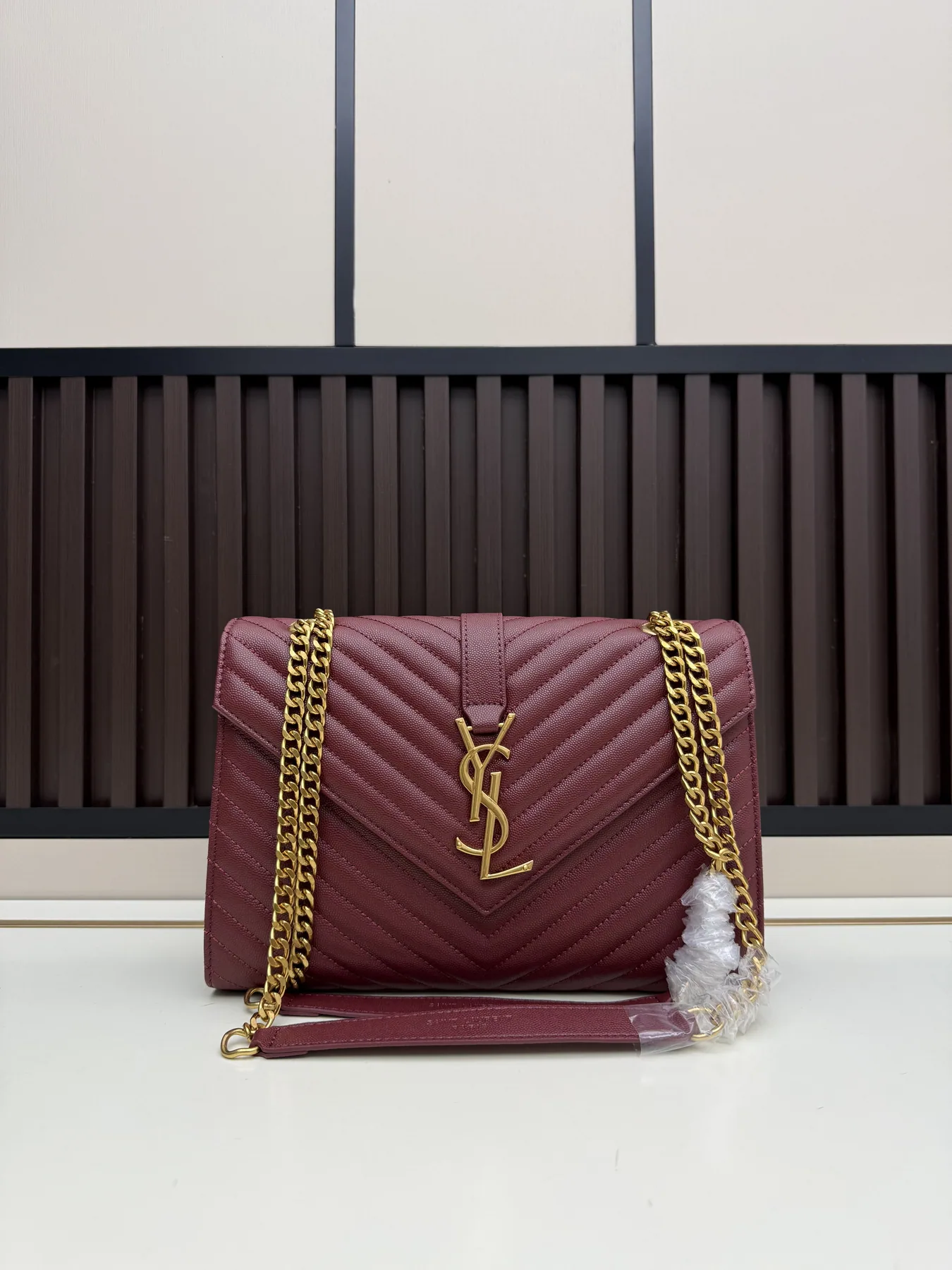 YSL 1856 Quilted Envelope Chain Shoulder Bag, source view 3, SKU 1856