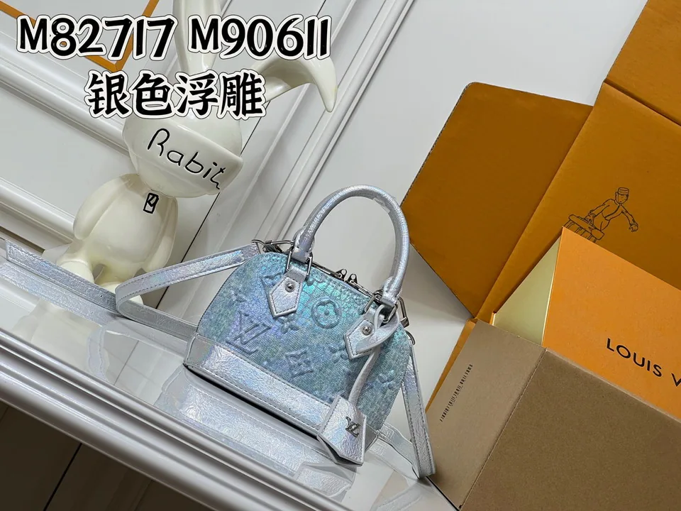 Alma M90611 Monogram-Look Top-Handle Bag, source view 3, SKU M90611