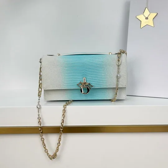 Dior 0980 Textured Rectangular Chain Shoulder Bag, source view 3, SKU 0980