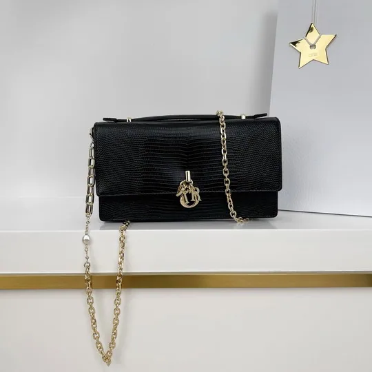 Dior 0980 Textured Rectangular Chain Shoulder Bag, source view 6, SKU 0980