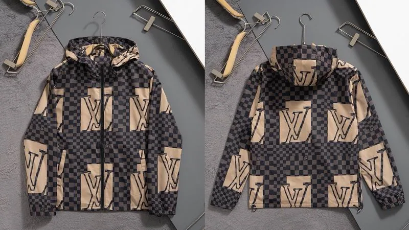 LV uftx84 Patchwork Logo Hooded Jacket, source view 1, SKU uftx84