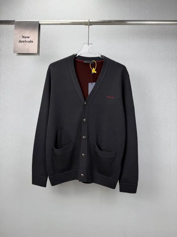 Prada bhtx24 Logo V-Neck Cardigan, source view 1, SKU bhtx24