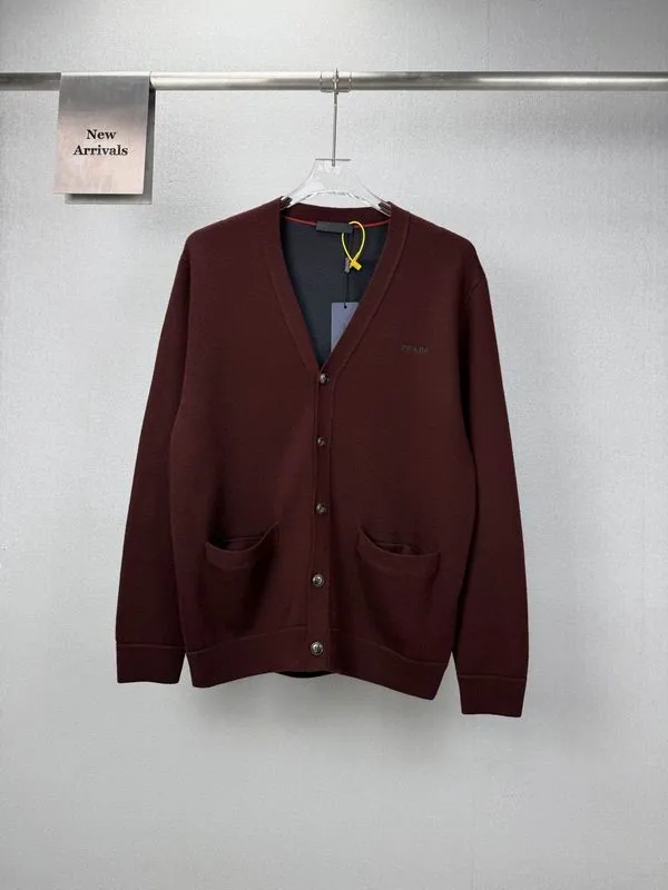 Prada bhtx24 Logo V-Neck Cardigan, source view 5, SKU bhtx24
