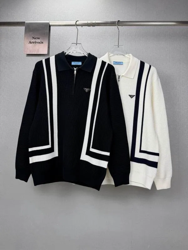 Prada bhtx23 Contrast-Trim V-Neck Cardigan, source view 1, SKU bhtx23