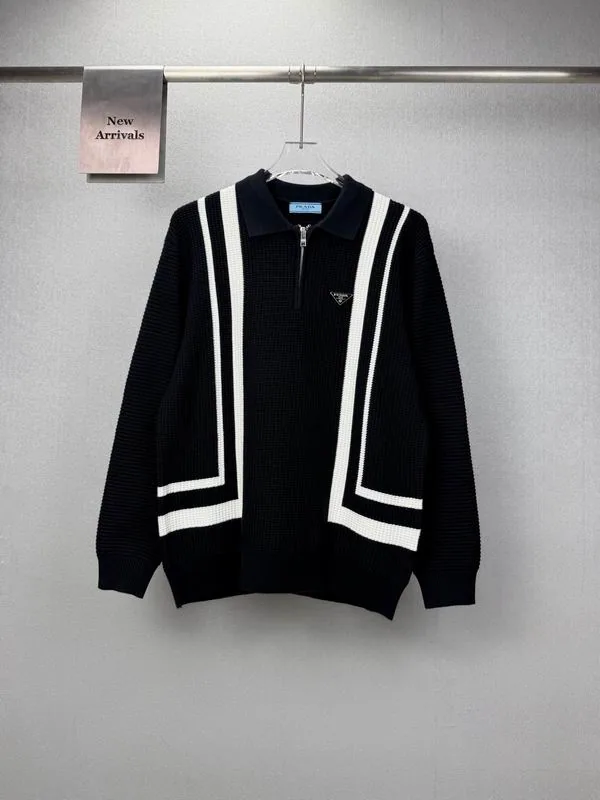 Prada bhtx23 Contrast-Trim V-Neck Cardigan, source view 4, SKU bhtx23