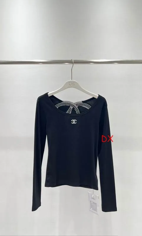 Chanel 03 Contrast-Ribbon Long-Sleeve Tops, source view 3, SKU 03